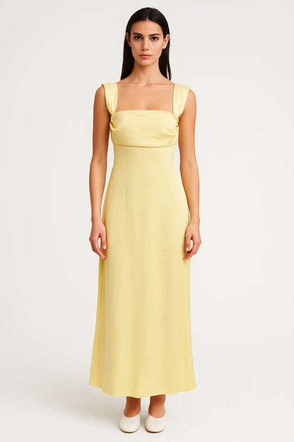 Robe Maxi Femme - Sans Manches Bretelles Carrées Ajustée | Été