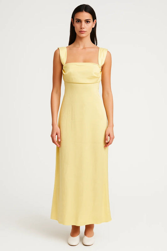 Robe Maxi Femme - Sans Manches Bretelles Carrées Ajustée | Été