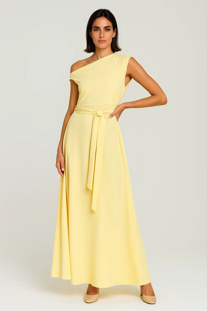 Robe Maxi Femme - One Shoulder Ceinturée Évasée | Élégante