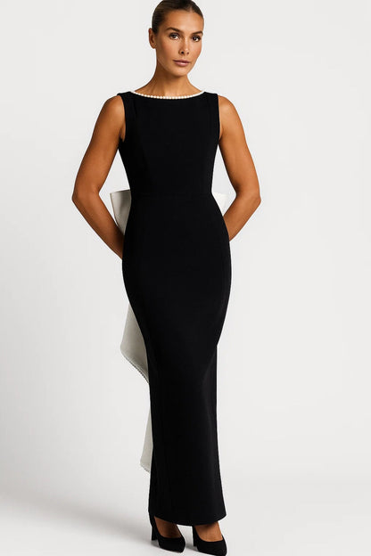 Robe Maxi Femme - Col Bateau Sans Manches Ajustée | Chic