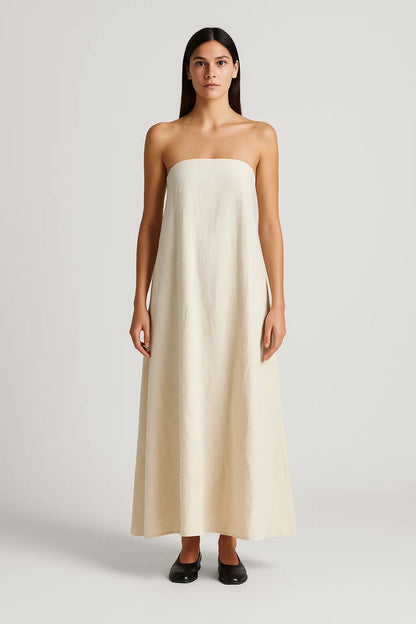 Robe Maxi Femme - Bustier Sans Bretelles Ample Coupe Trapèze | Casual