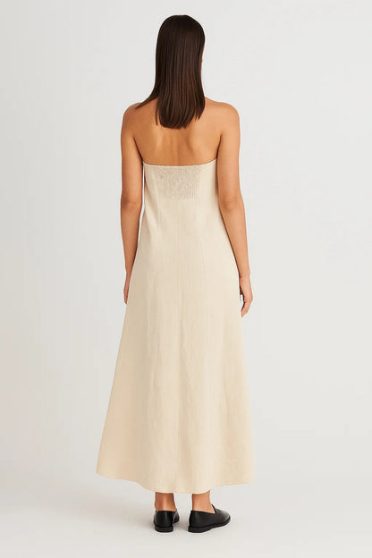 Robe Maxi Femme - Bustier Sans Bretelles Ample Coupe Trapèze | Casual