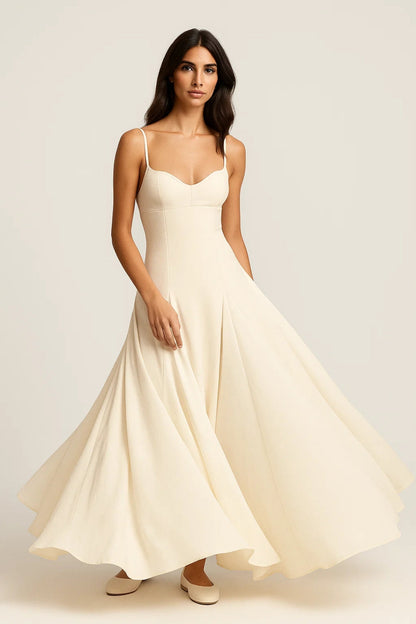 Robe Maxi Femme - Bretelles Fines Col Coeur Évasée | Élégante