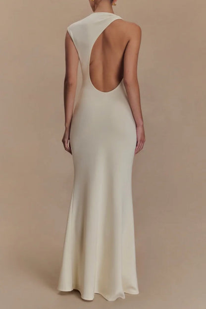 Robe Maxi Femme - Sans Manches Col Montant Coupe Sirène | Élégant