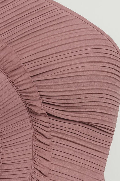 Robe Maxi Femme - Halter Plissée Volants Asymétrique | Élégante