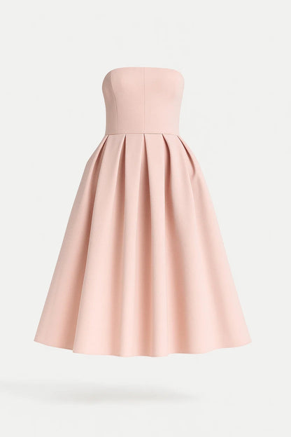 Robe Midi Femme - Bustier Jupe Évasée Plissée | Élégante