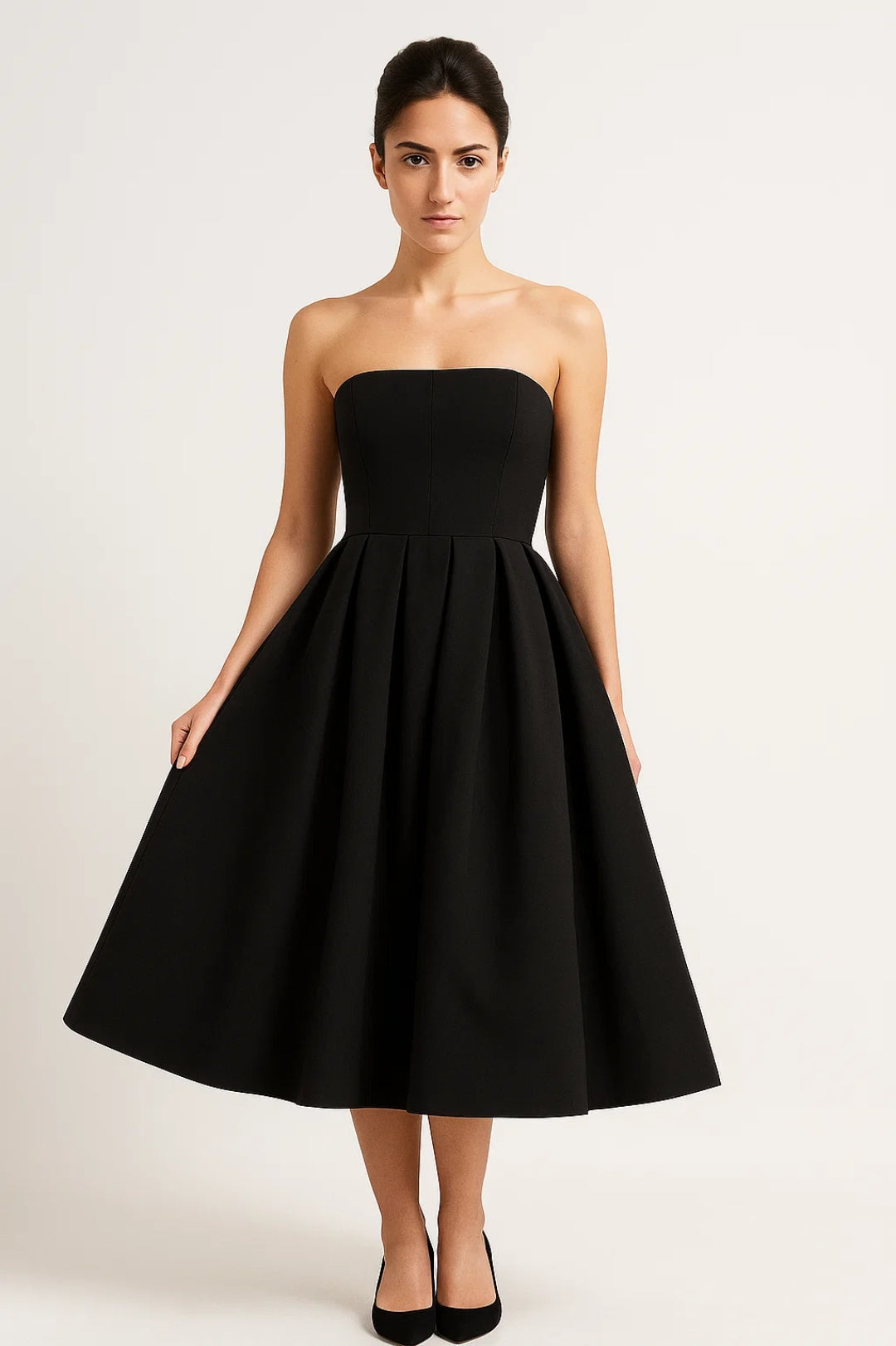 Robe Midi Femme - Bustier Jupe Évasée Plissée | Élégante