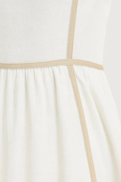 Robe Midi Femme - Bretelles Fines Étagée Bordures Dorées | Été