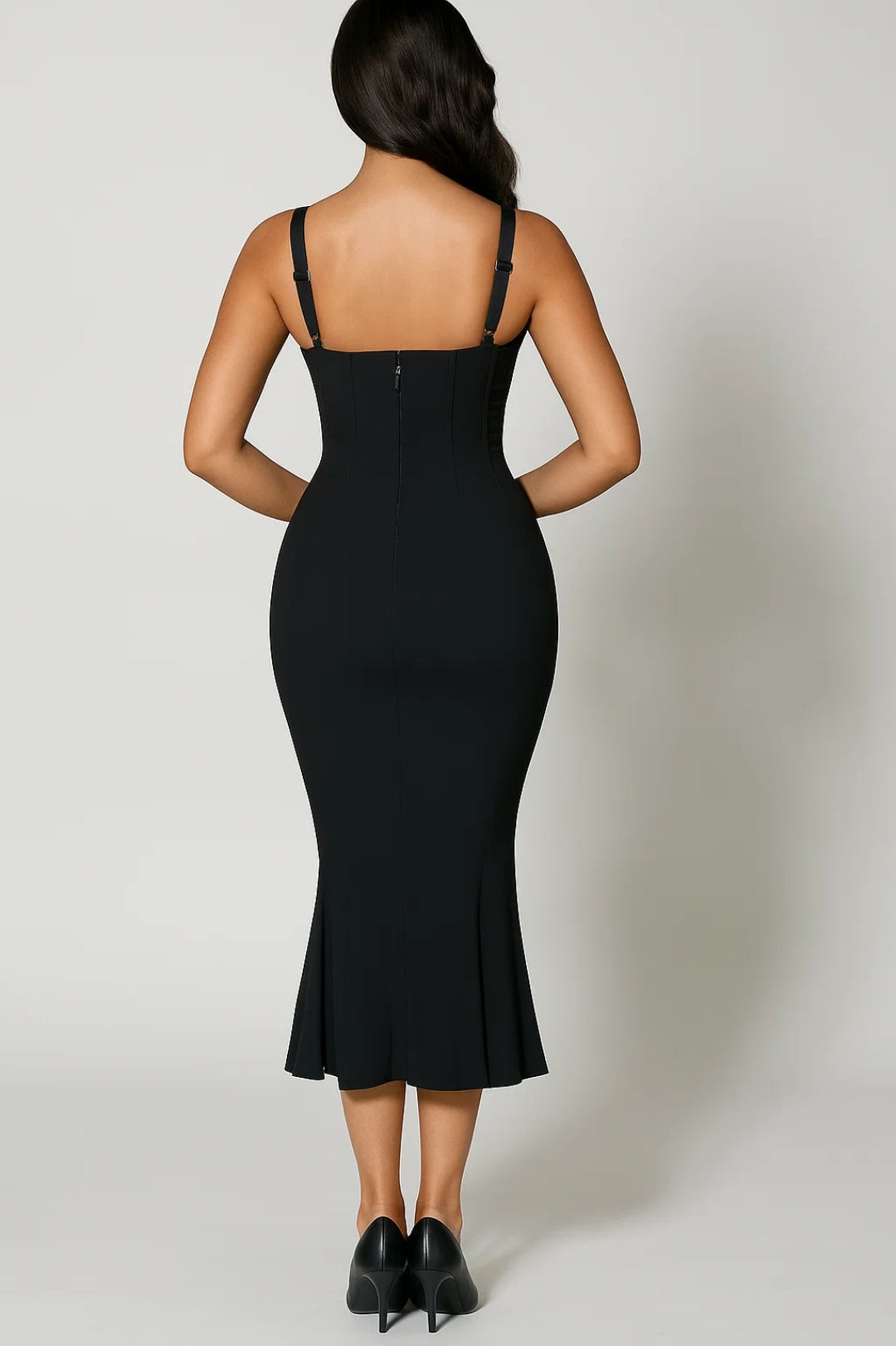 Robe Midi Femme - Bustier Bretelles Larges Sirène Gainante | Chic