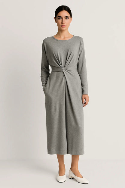 Robe midi Femme - Ceinturée avec Détail Noué | Décontracté