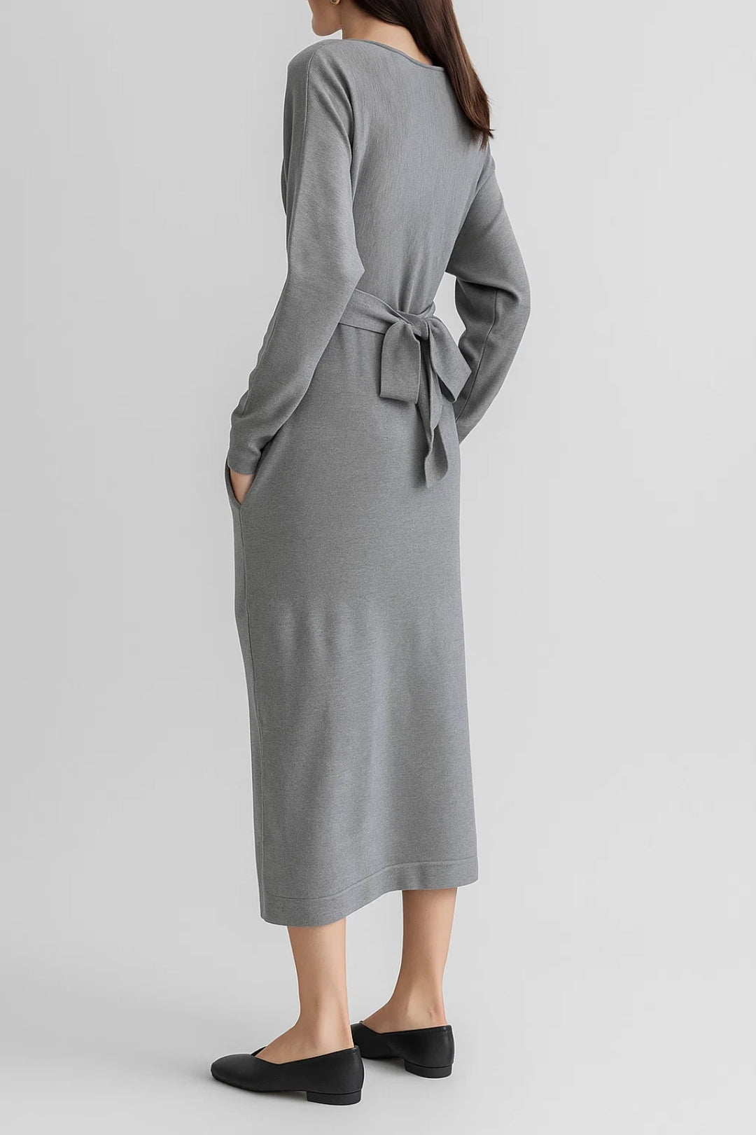Robe midi Femme - Ceinturée avec Détail Noué | Décontracté