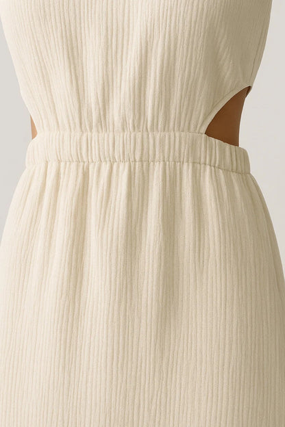 Robe Midi Femme - Découpée Taille Haute avec Détails Côtelés | Moderne