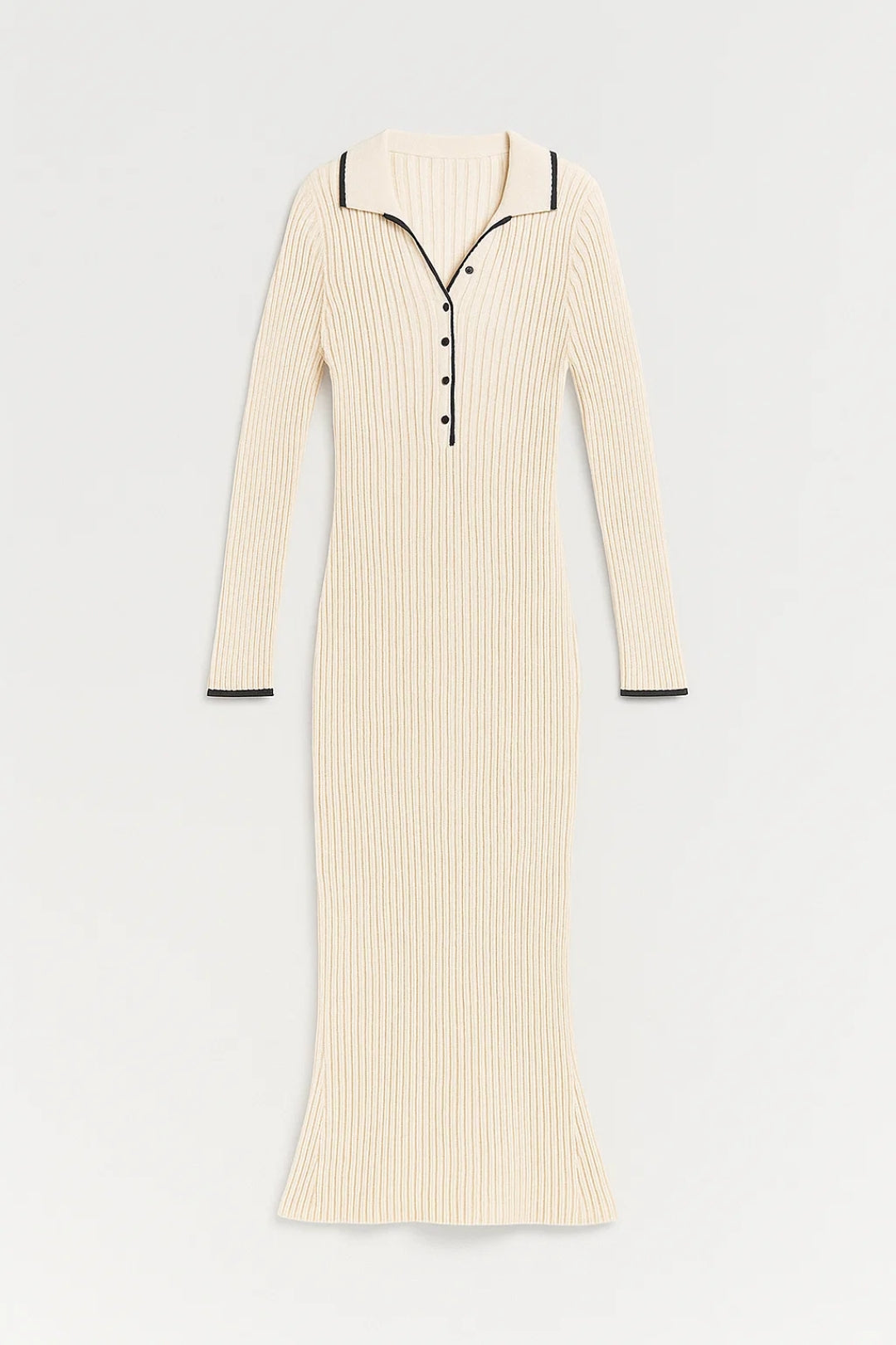 Robe maxi Femme - Côtelée avec Col Polo et Boutons | Chic