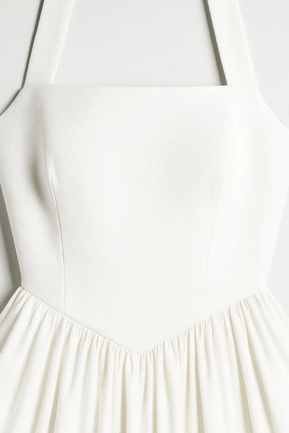 Robe Midi Femme - Halter Dos Nu Jupe Volumineuse | Mariage