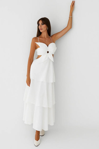 Robe maxi Femme - Élegante avec Découpes Croisées | Fluide