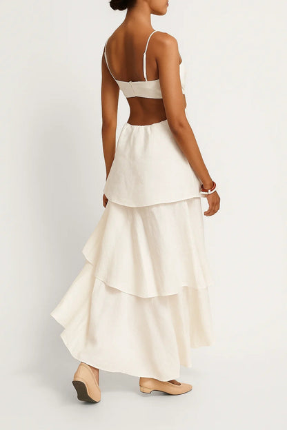 Robe maxi Femme - Élegante avec Découpes Croisées | Fluide