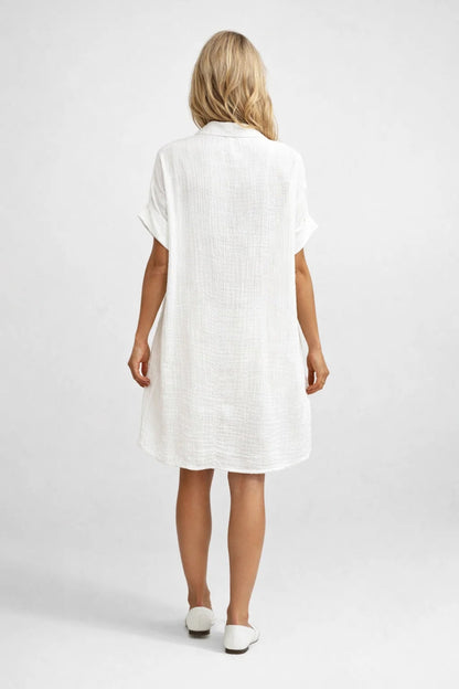 Robe Midi Femme - Col Chemise Boutons Manches Courtes | Casual