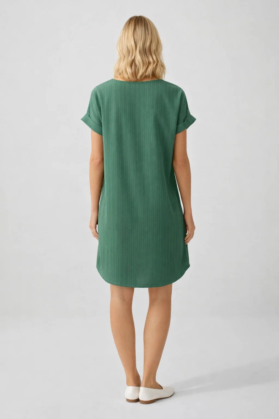 Robe Mini Femme - Col V Manches Courtes Coupe Droite | Casual