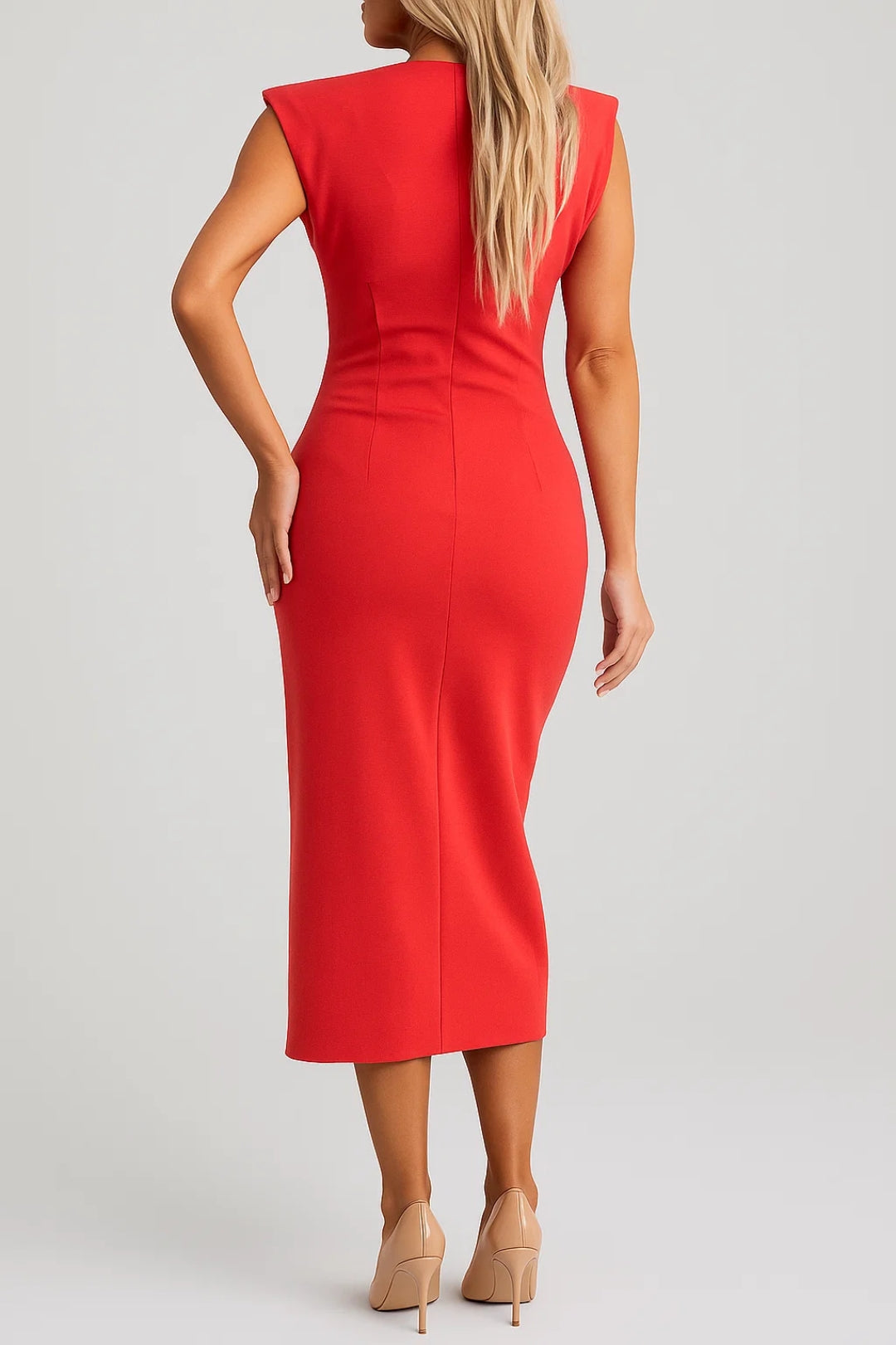 Robe Midi Femme - Sans Manches Moulante avec Fente | Chic