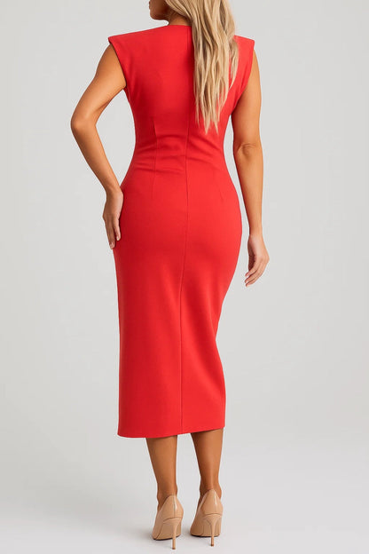 Robe Midi Femme - Sans Manches Moulante avec Fente | Chic