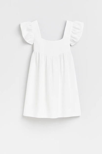 Robe Mini Femme - Manches Bouffantes Encolure Carrée Baby Doll | Été