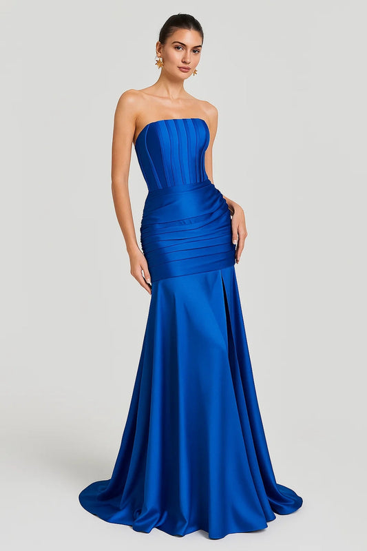 Robe Maxi Femme - Bustier Drapé Sirène Fente Latérale | Soirée