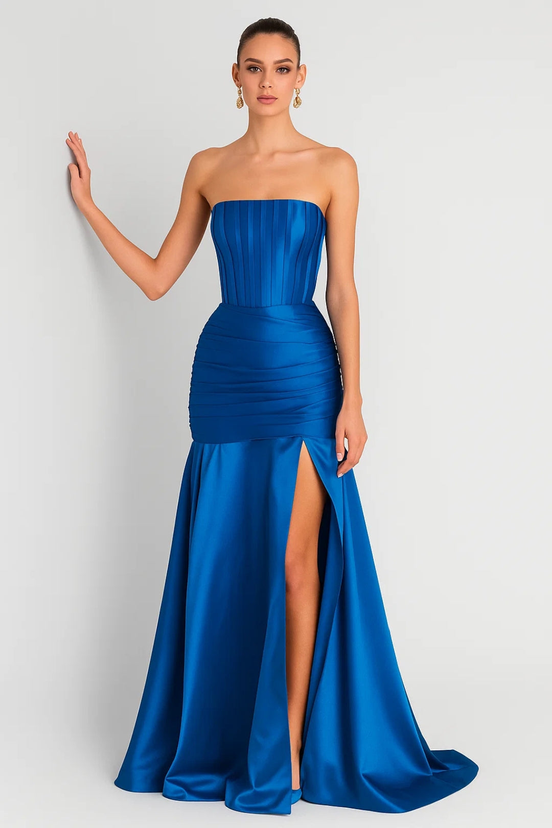 Robe Maxi Femme - Bustier Drapé Sirène Fente Latérale | Soirée