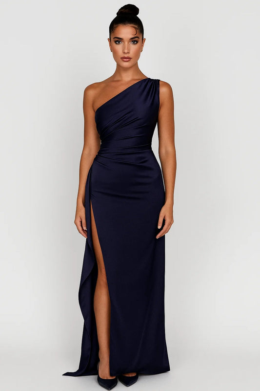 Robe Maxi Femme - One Shoulder Fendue Drapée | Élégante