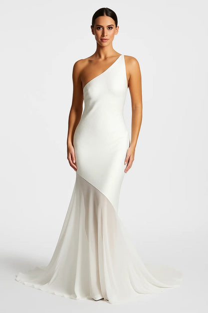 Robe Maxi Femme - One Shoulder Moulante Bas Évasé | Soirée