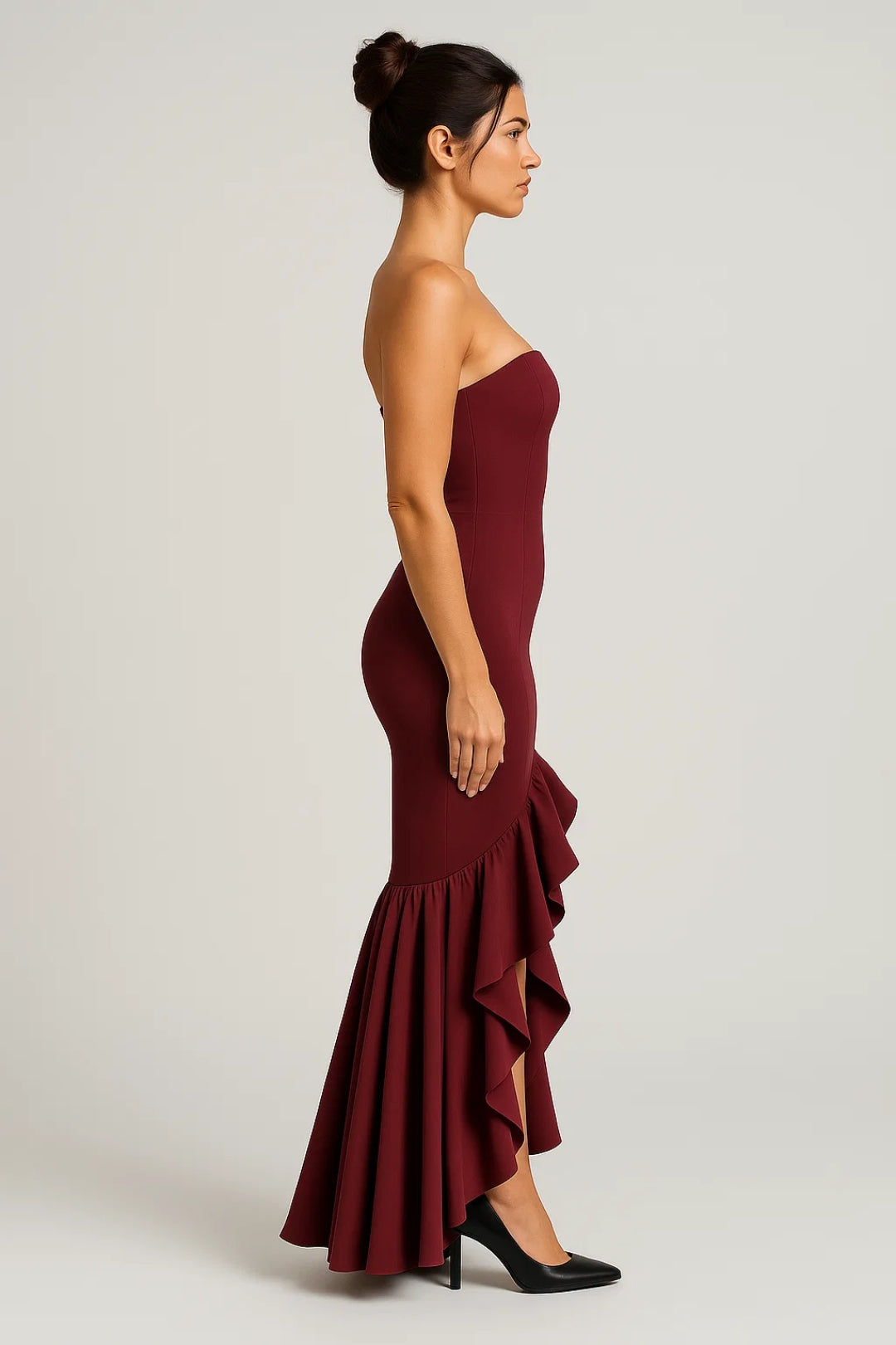 Robe Maxi Femme - Bustier Fendue Volants Asymétriques | Soirée