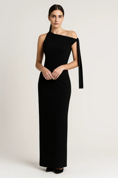 Robe Maxi Femme - Asymétrique Sans Manches avec Noeud | Élégant