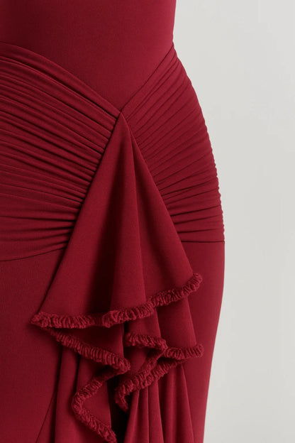 Robe Maxi Femme - Bustier Volants Asymétriques Bretelles | Soirée