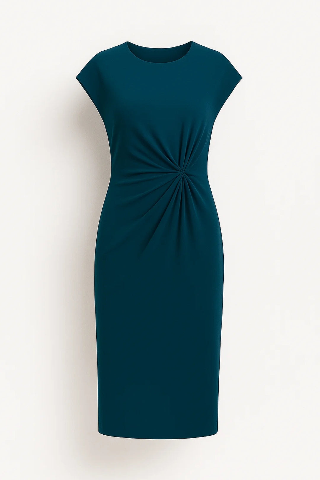 Robe Midi Femme - Manches Courtes Moulante avec Noeud à la Taille | Chic