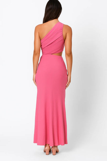 Robe Maxi Femme - One Shoulder Cut-Out avec Fleur | Élégant