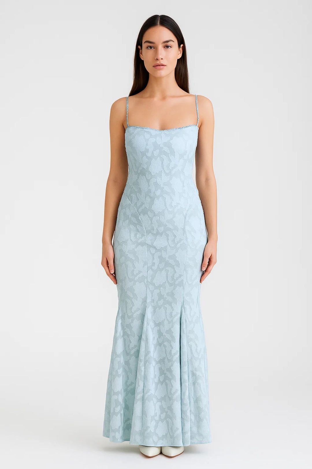 Robe Maxi Femme - Bretelles Fines Sirène Jacquard Floral | Soirée
