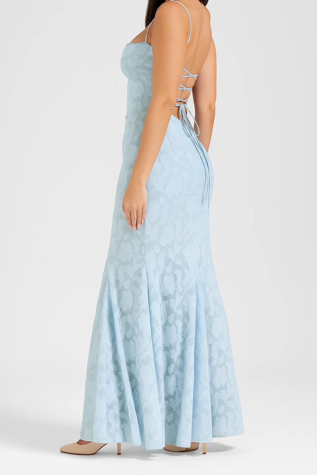 Robe Maxi Femme - Bretelles Fines Sirène Jacquard Floral | Soirée