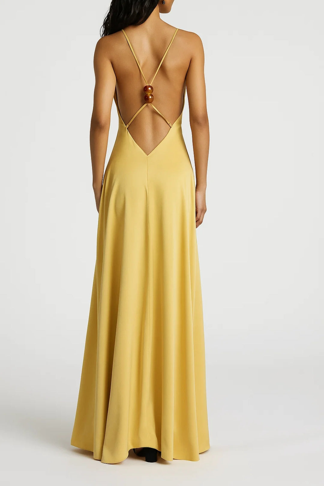 Robe Maxi Femme - Col V Profond Bretelles Fines Dos Nu | Élégant