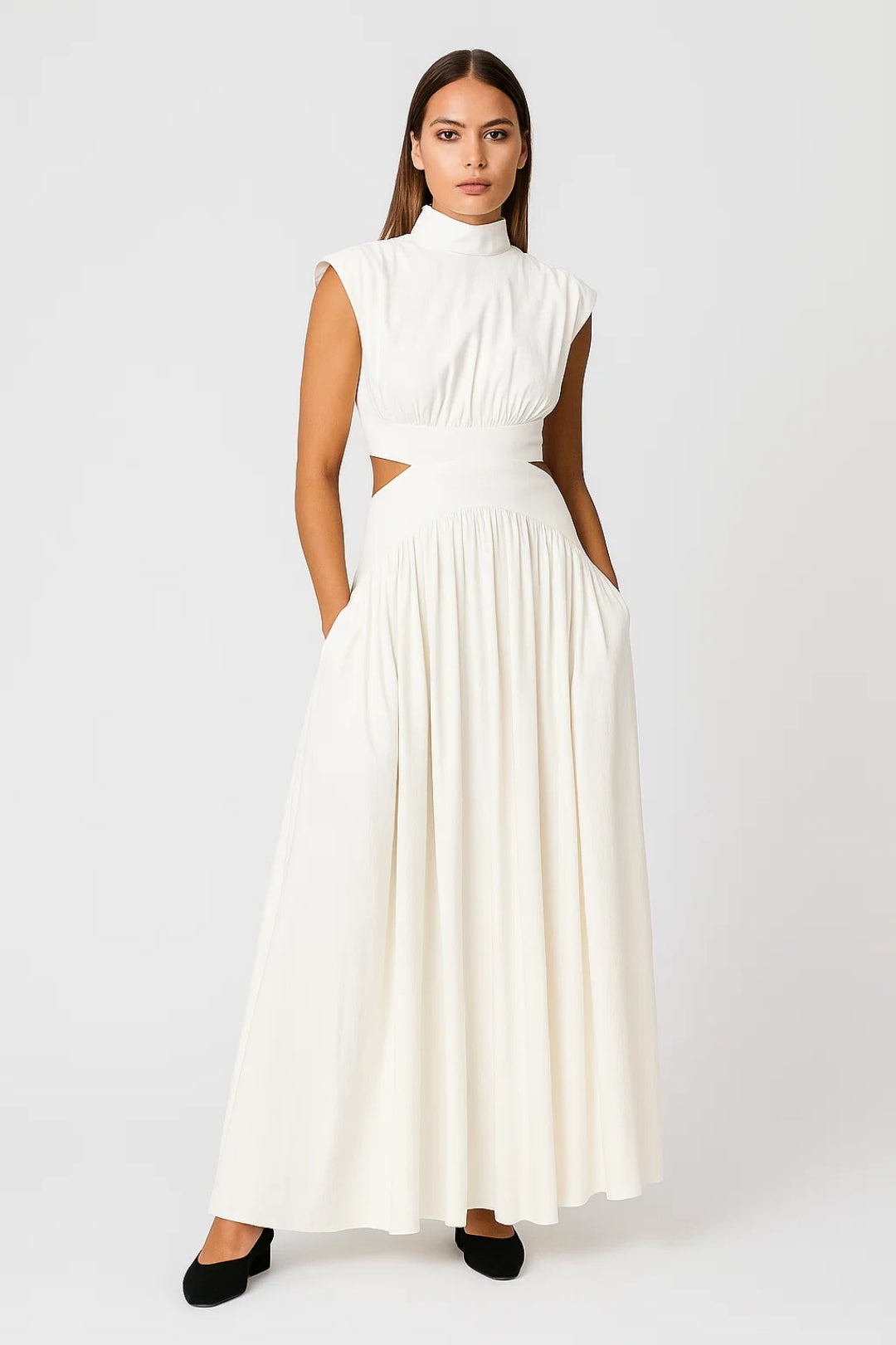 Robe Maxi Femme - Col Montant Sans Manches Cut-out | Élégante