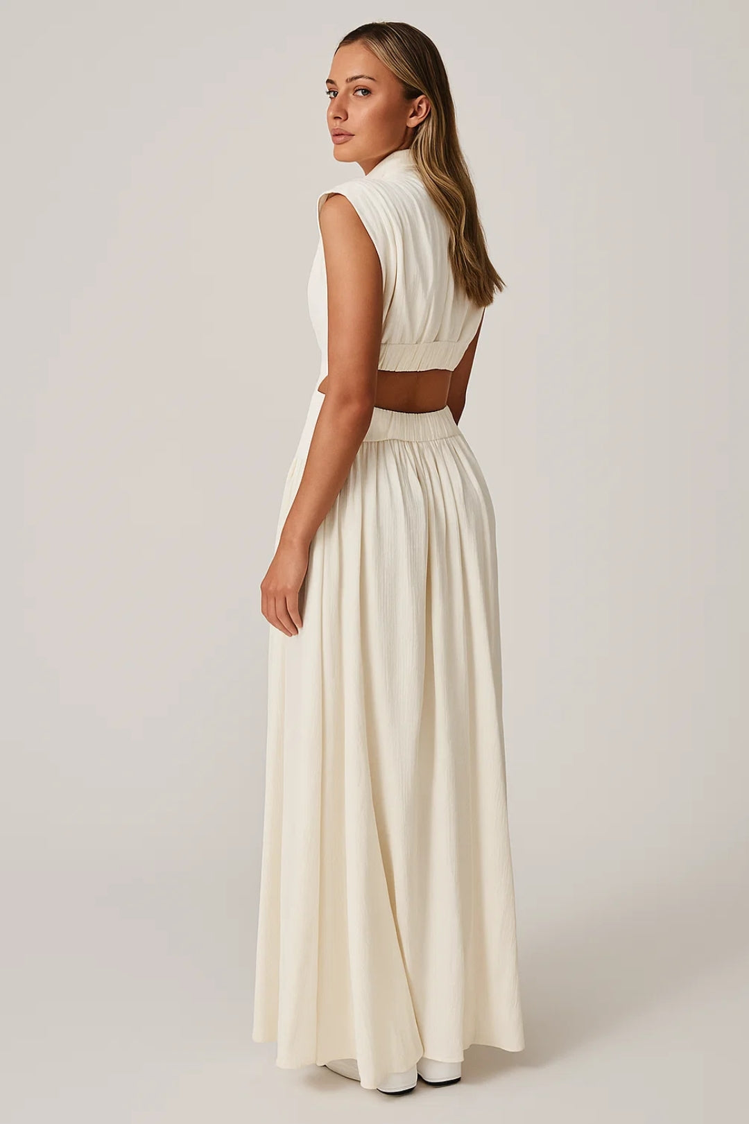 Robe Maxi Femme - Col Montant Sans Manches Cut-out | Élégante