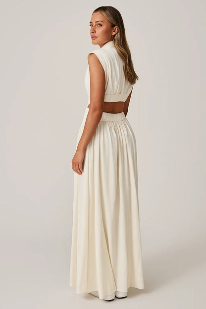 Robe Maxi Femme - Col Montant Sans Manches Cut-out | Élégante