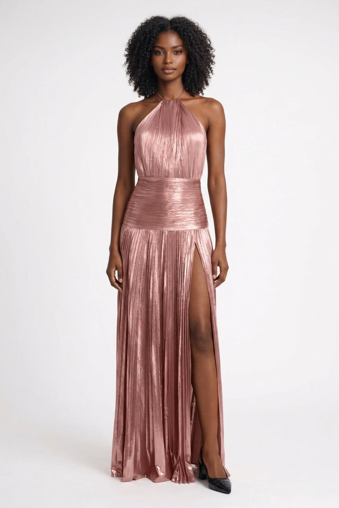 Robe Maxi Femme - Halter Plissée Fendue Dos Nu | Élégante