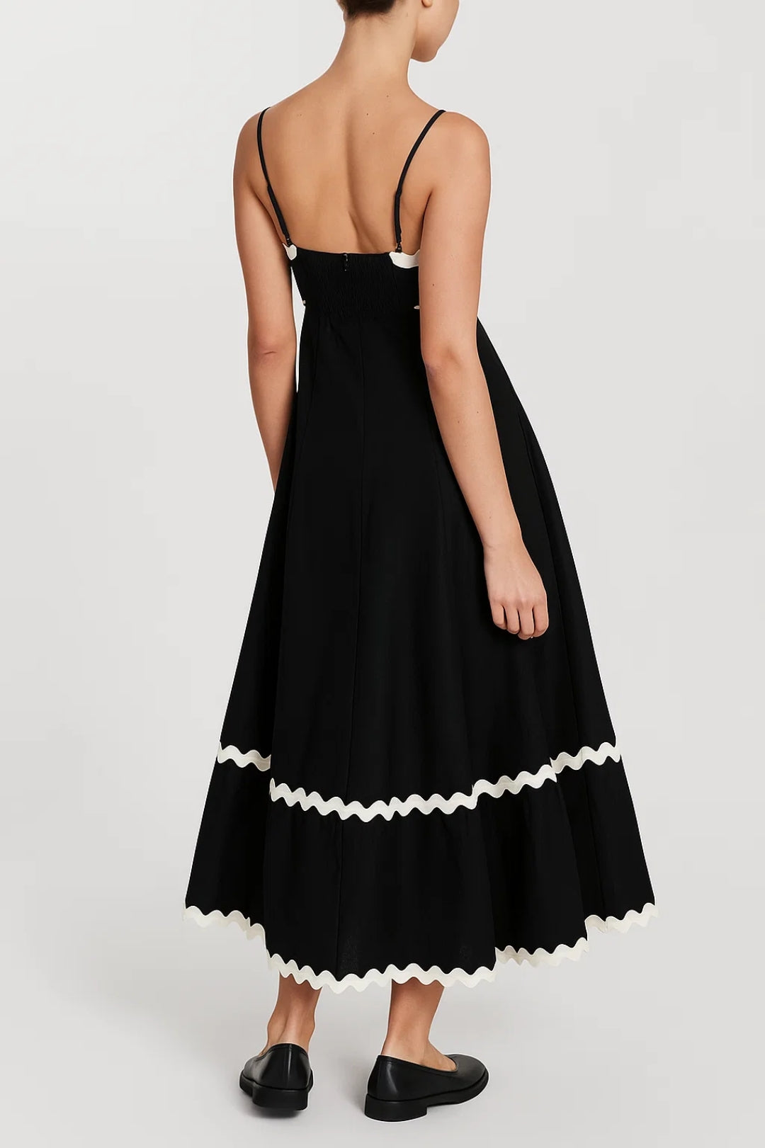 Robe Maxi Femme - Bretelles Fines Bordures Ondulées Étagée | Été