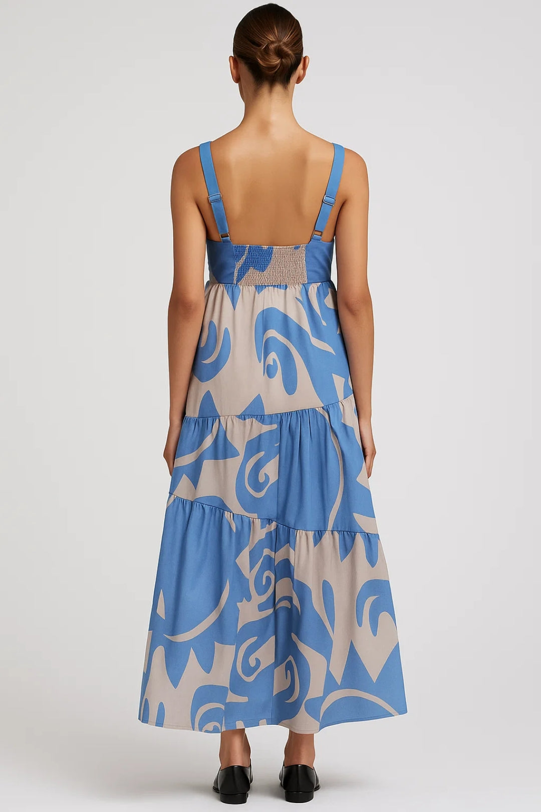 Robe Maxi Femme - Bretelles Larges Imprimée Étagée Évasée | Été