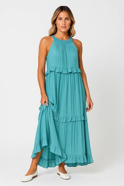 Robe Maxi Femme - Sans Manches Volantée Halter | Été