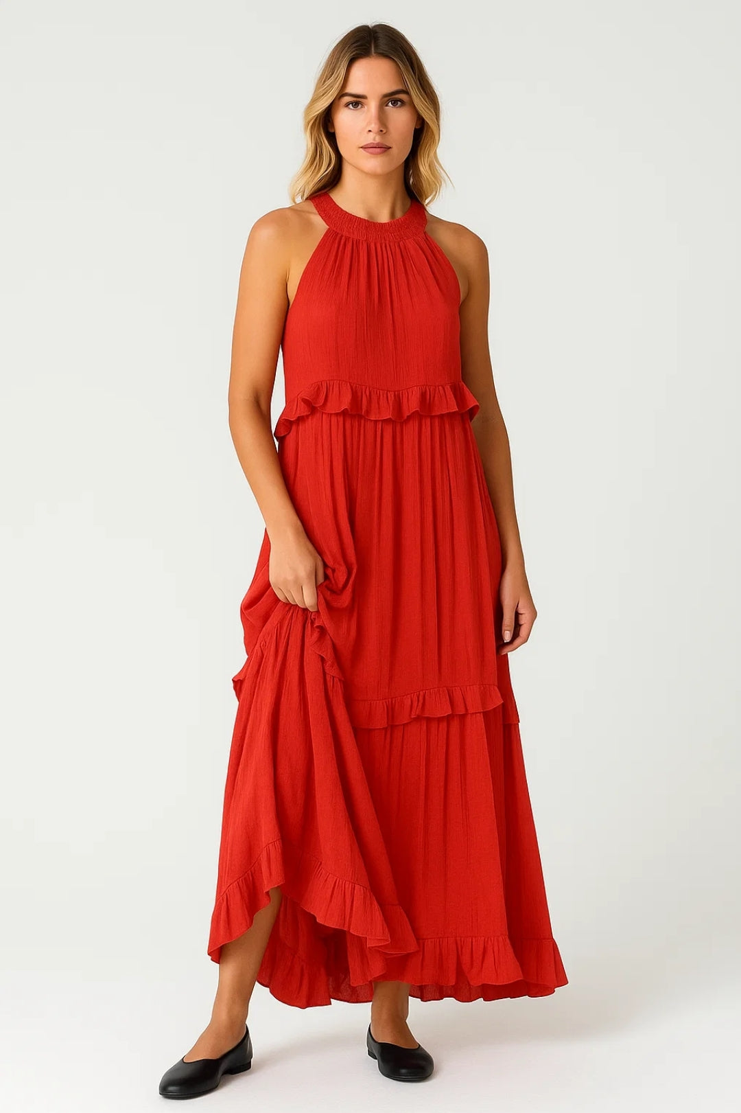 Robe Maxi Femme - Sans Manches Volantée Halter | Été