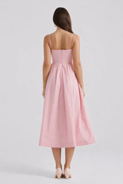 Robe midi Femme | chic & élégante | bretelles fines ajustées pour Été