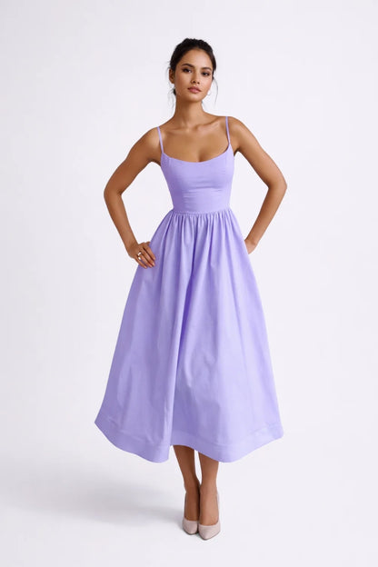 Robe midi Femme | chic & élégante | bretelles fines ajustées pour Été