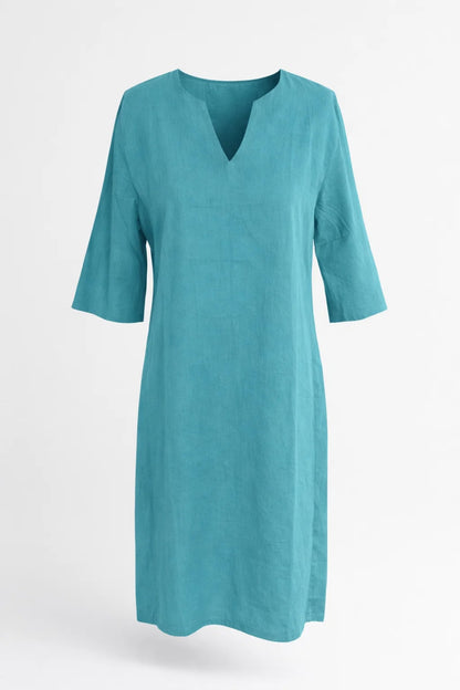 Robe Midi Femme - Col Fendu Manches Trois Quarts | Casual