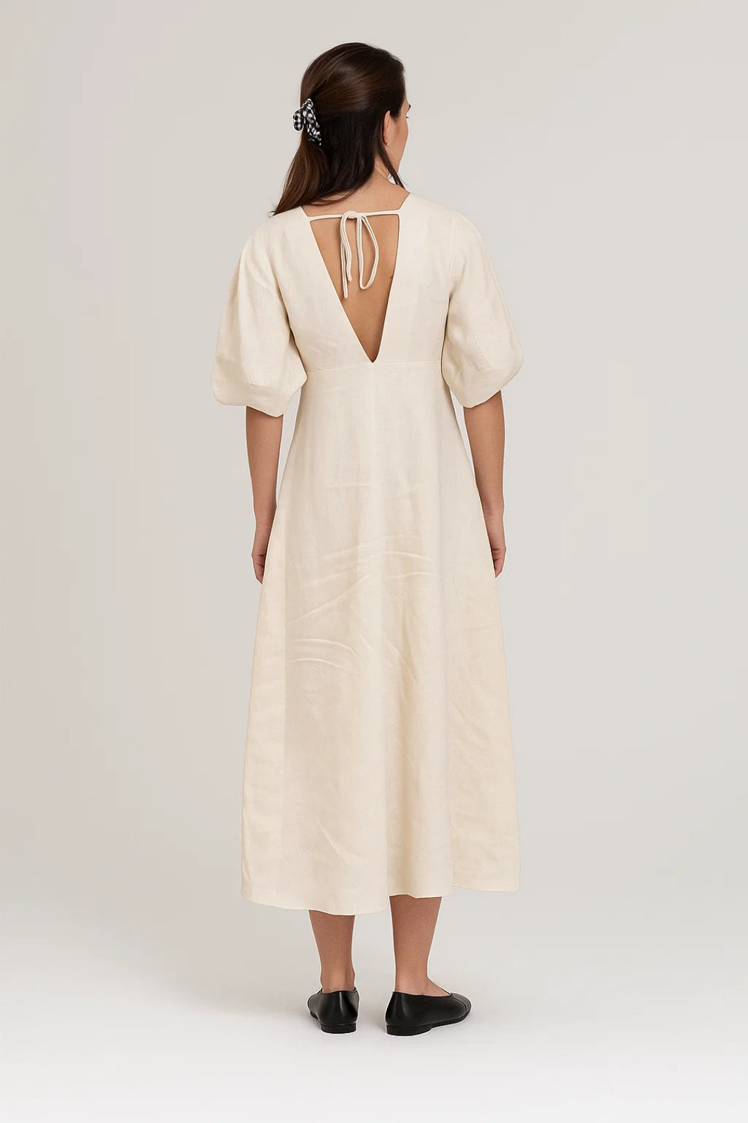Robe Midi Femme - Boutonnée Col V Manches Bouffantes | Été