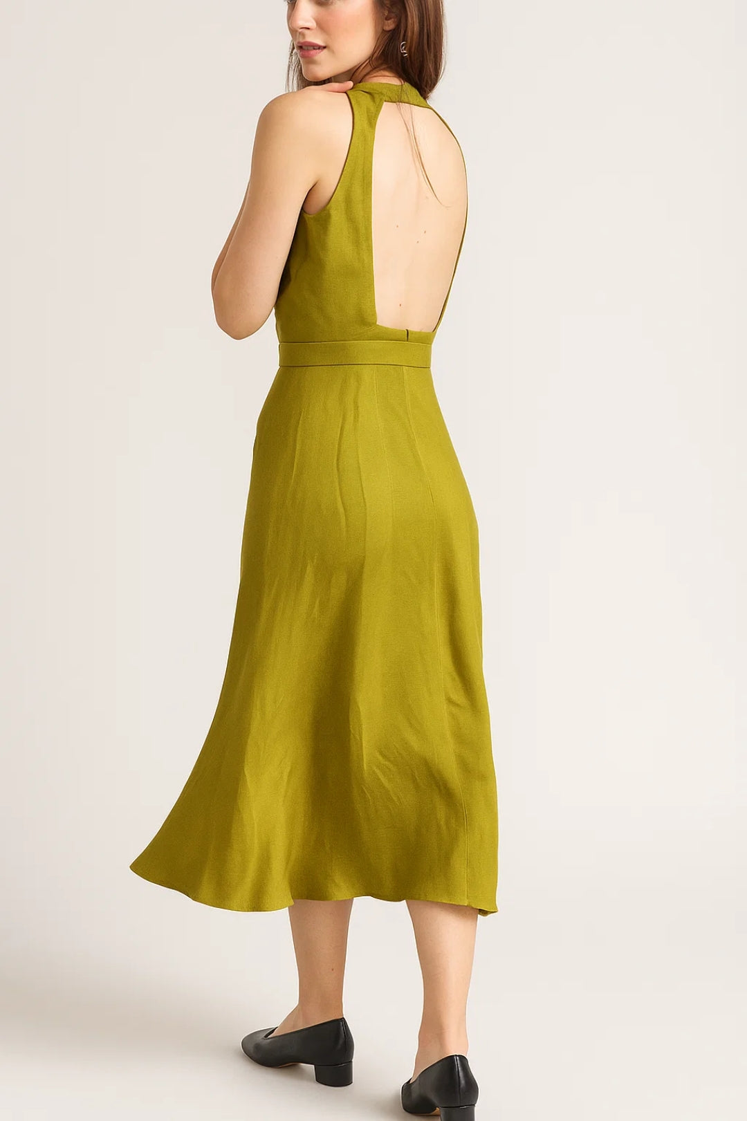 Robe Midi Femme - Sans Manches Ceinturée Dos Boutonné | Estivale